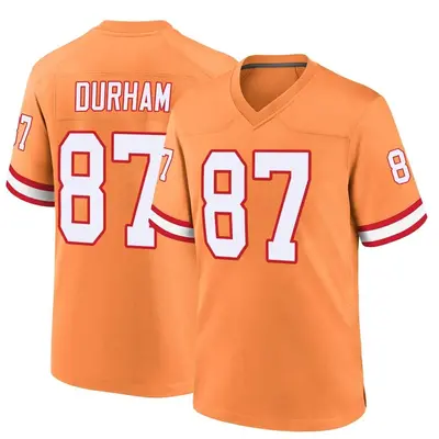 Payne Durham Men's Nike Orange Tampa Bay Buccaneers Custom Throwback Game Jersey Size: Medium